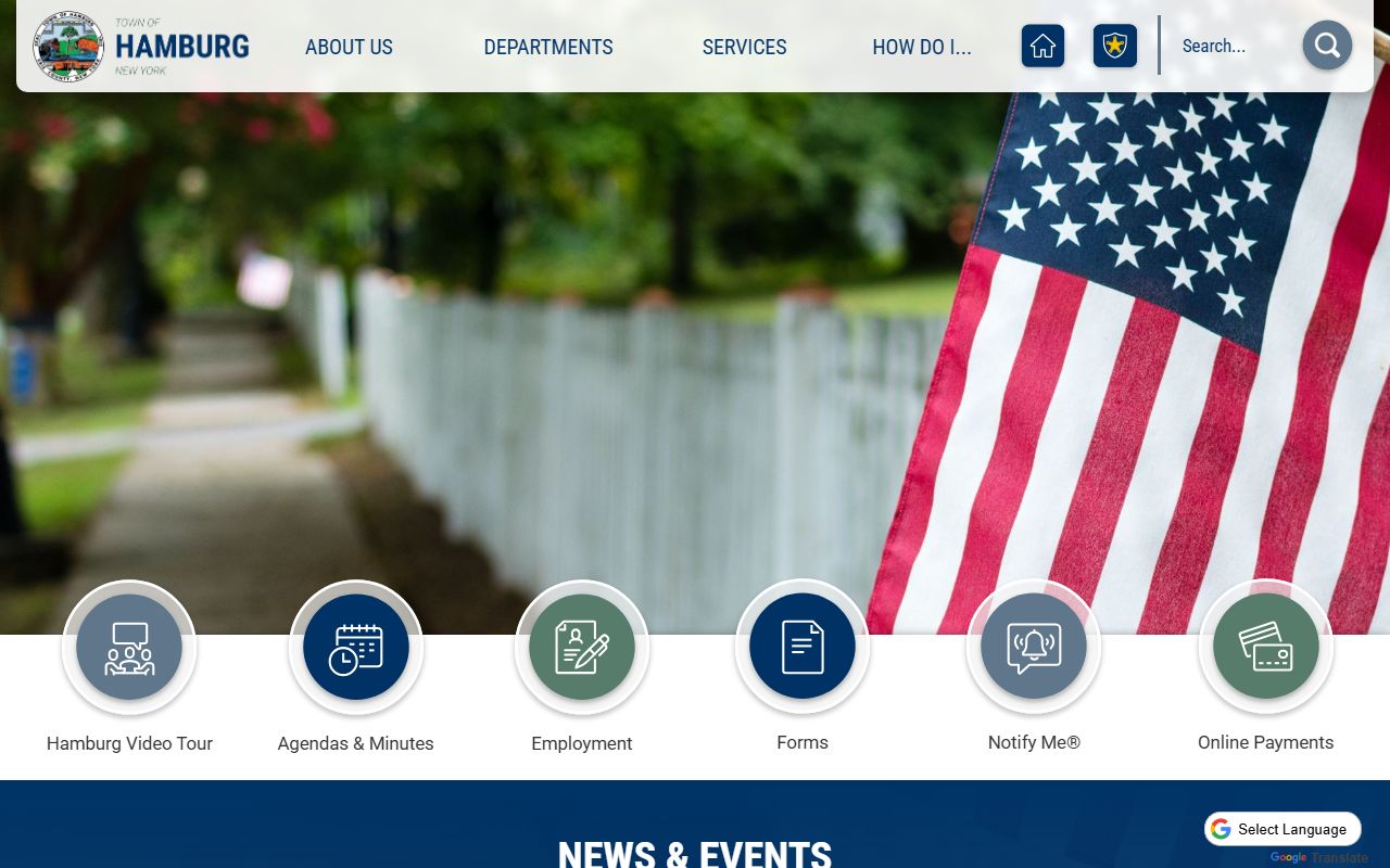 Town of Hamburg official website showing death records and clerk services