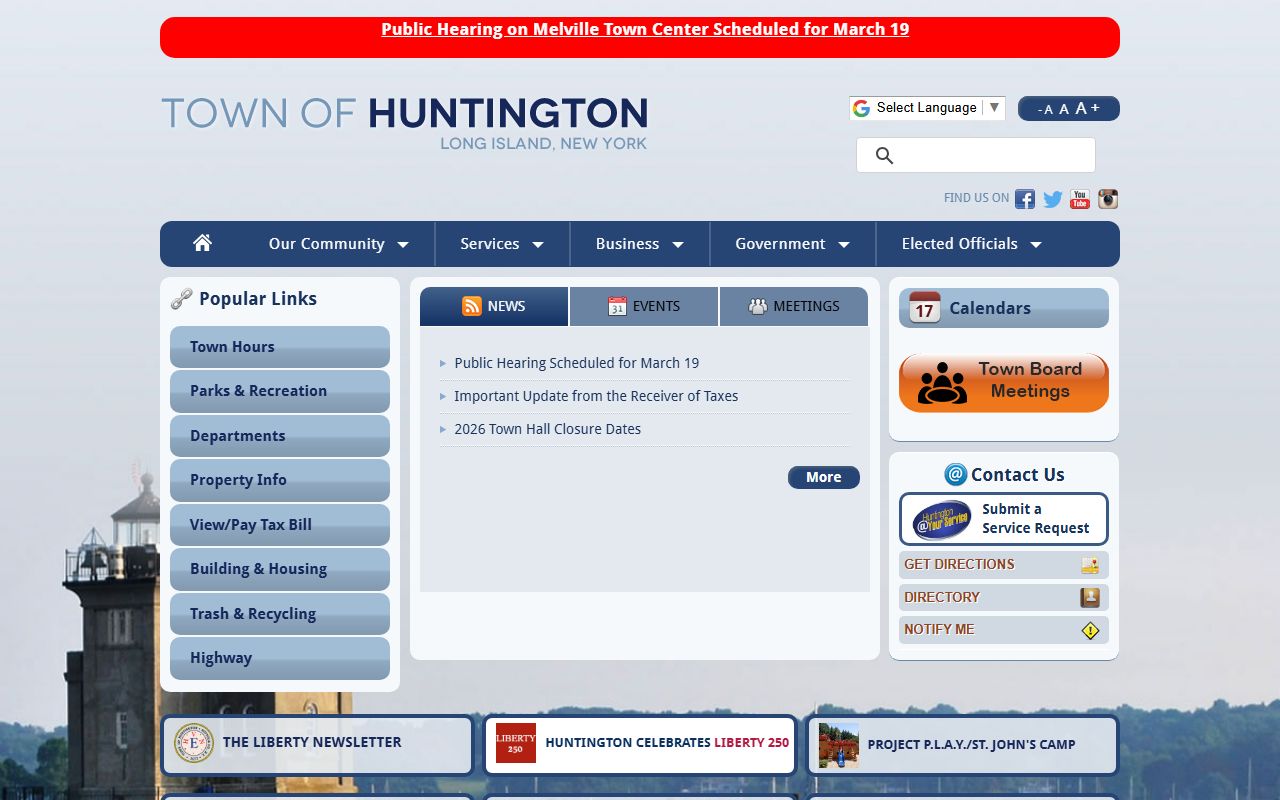 Town of Huntington official website