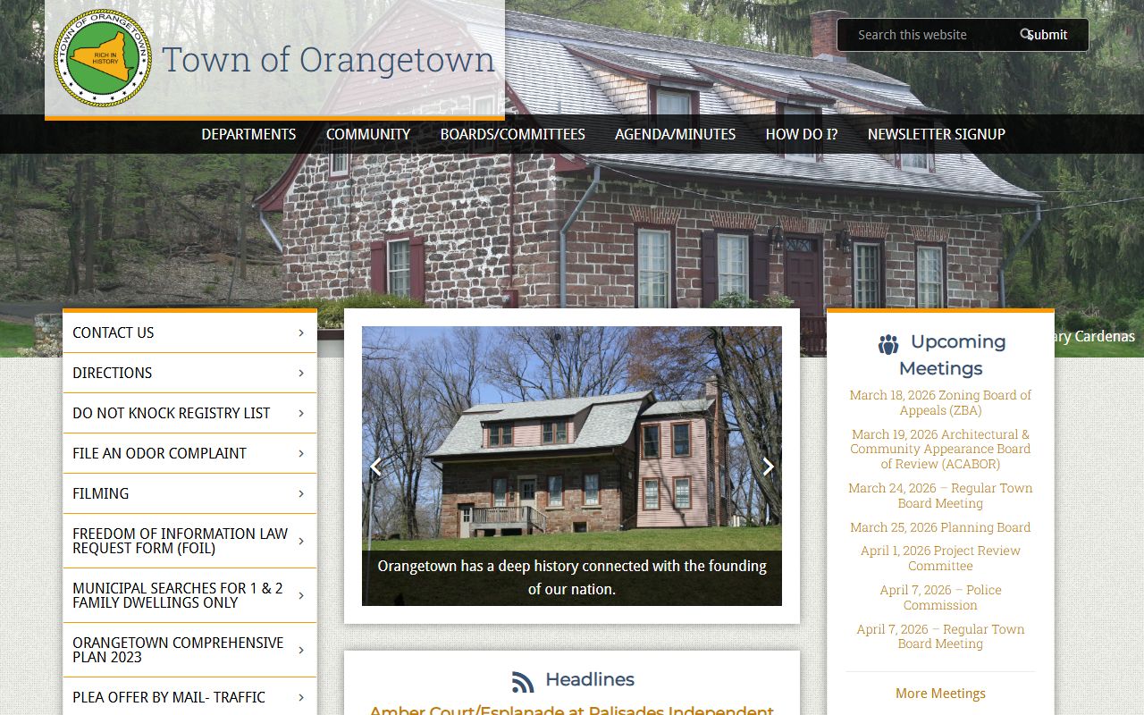 Town of Orangetown official website with clerk services and death records information