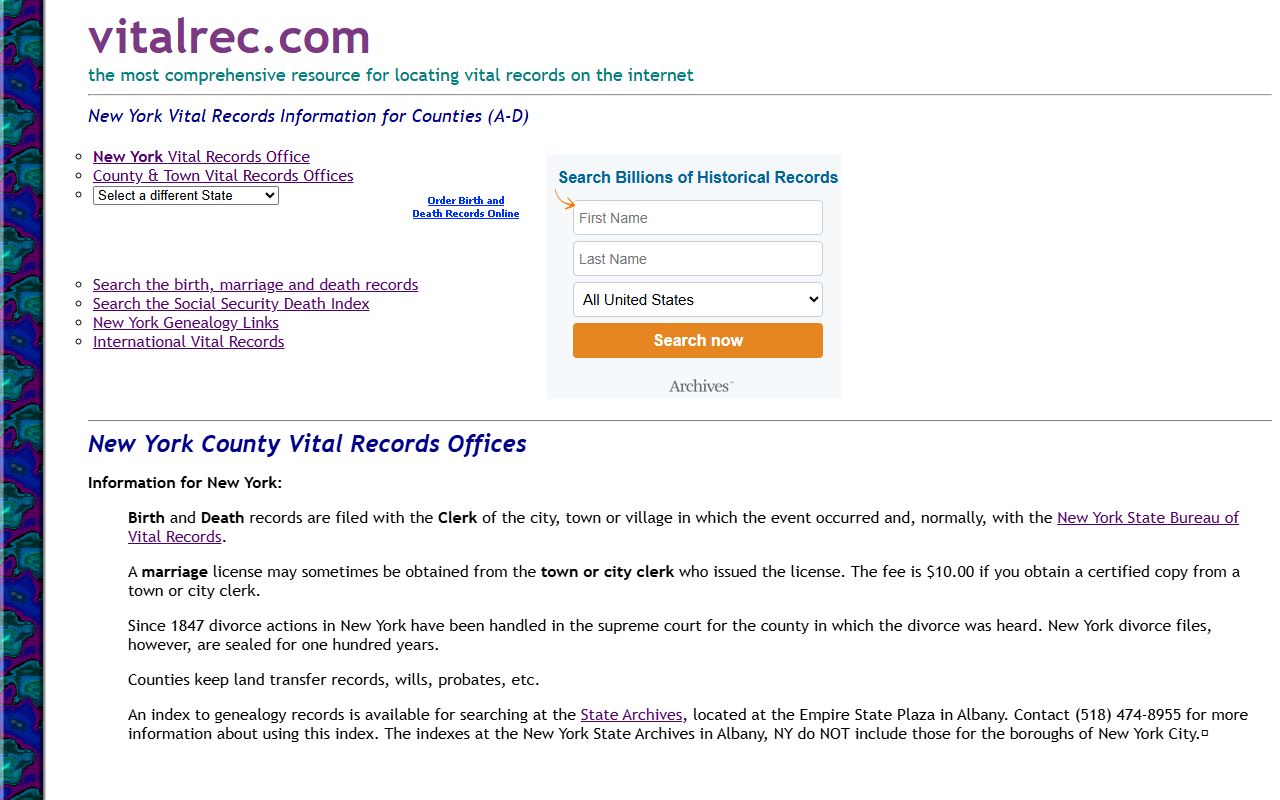 Allegany County death records vital records directory
