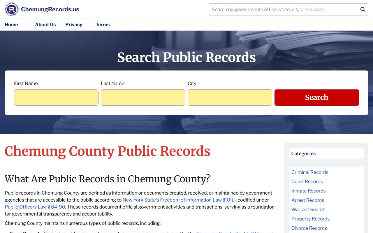 Chemung County death records public records access information