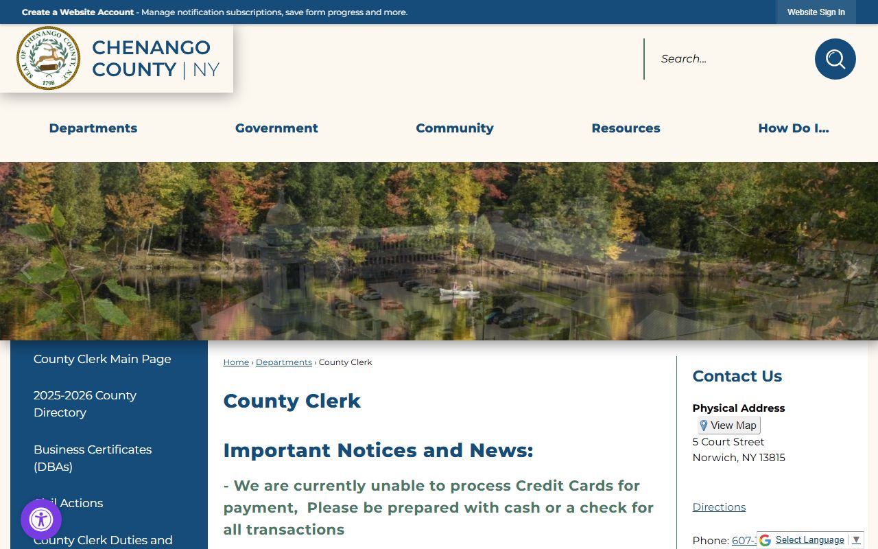 Chenango County death records county clerk official website