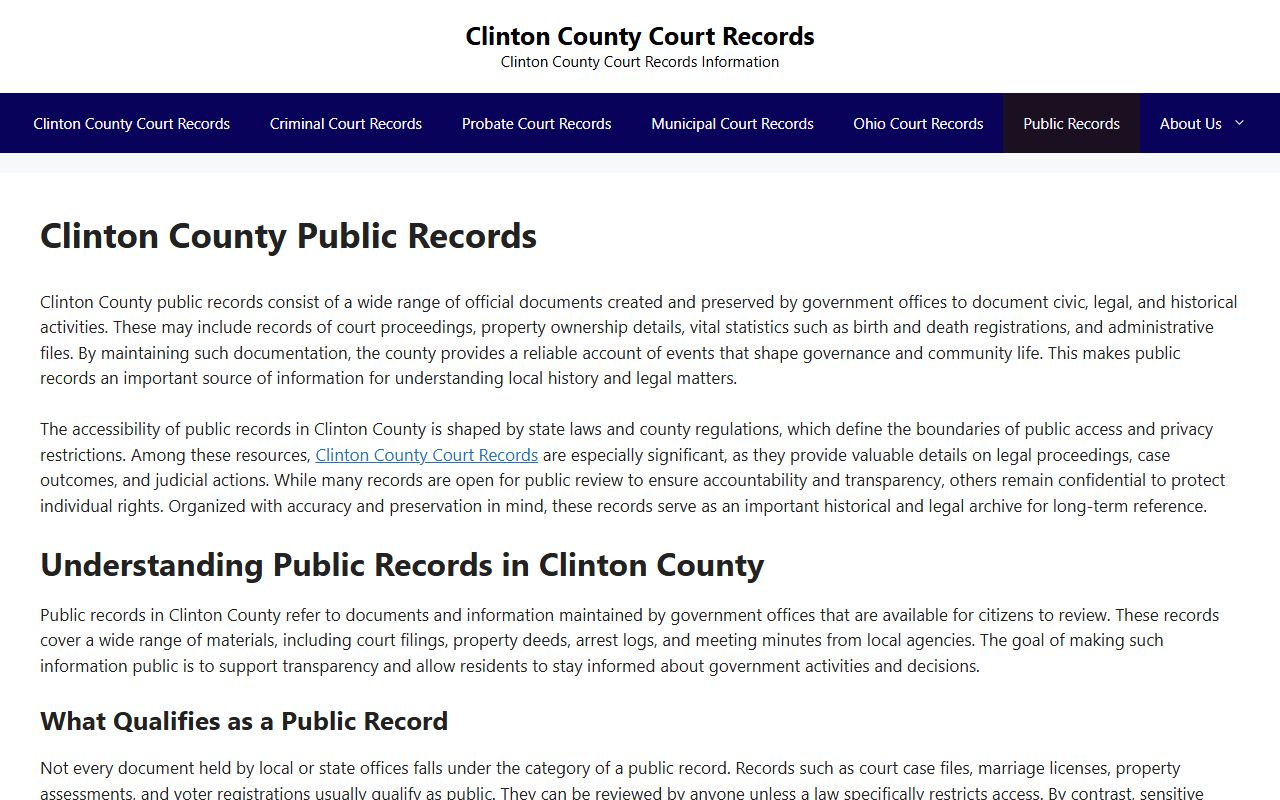 Clinton County death records public records information and office directory