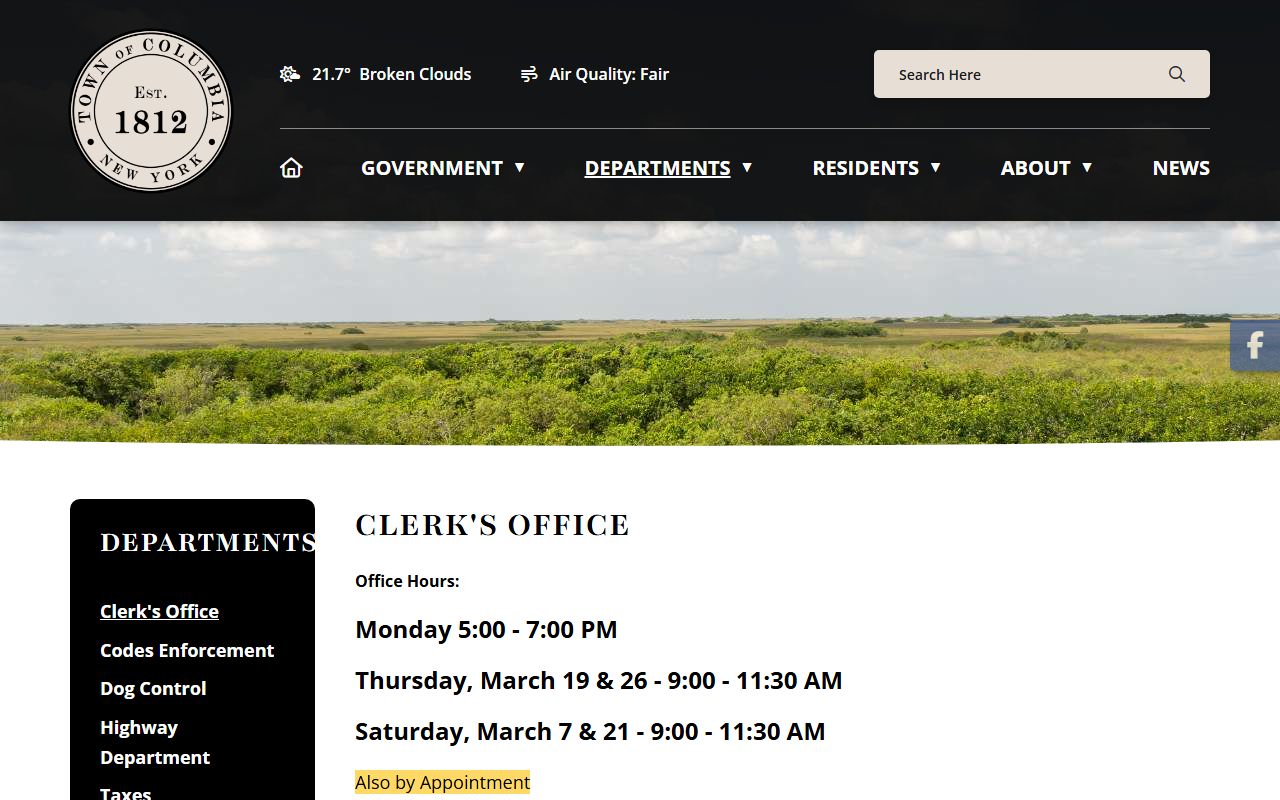 Columbia County death records town clerk application process