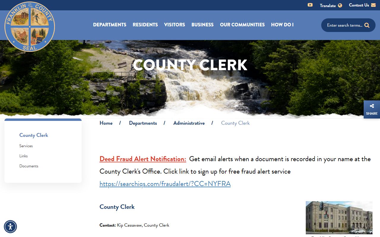 Franklin County death records clerk office page