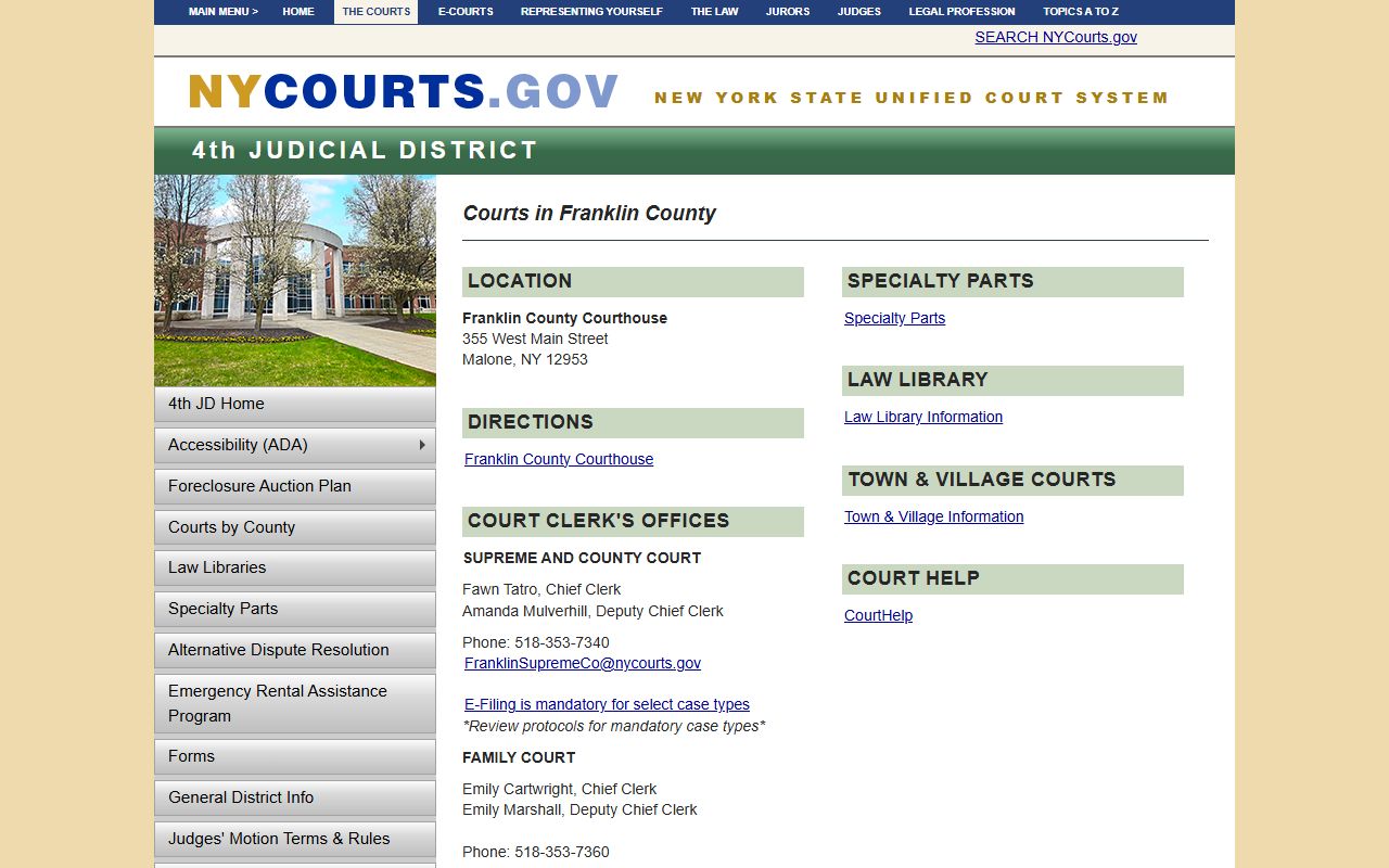 Franklin County death records courts information page