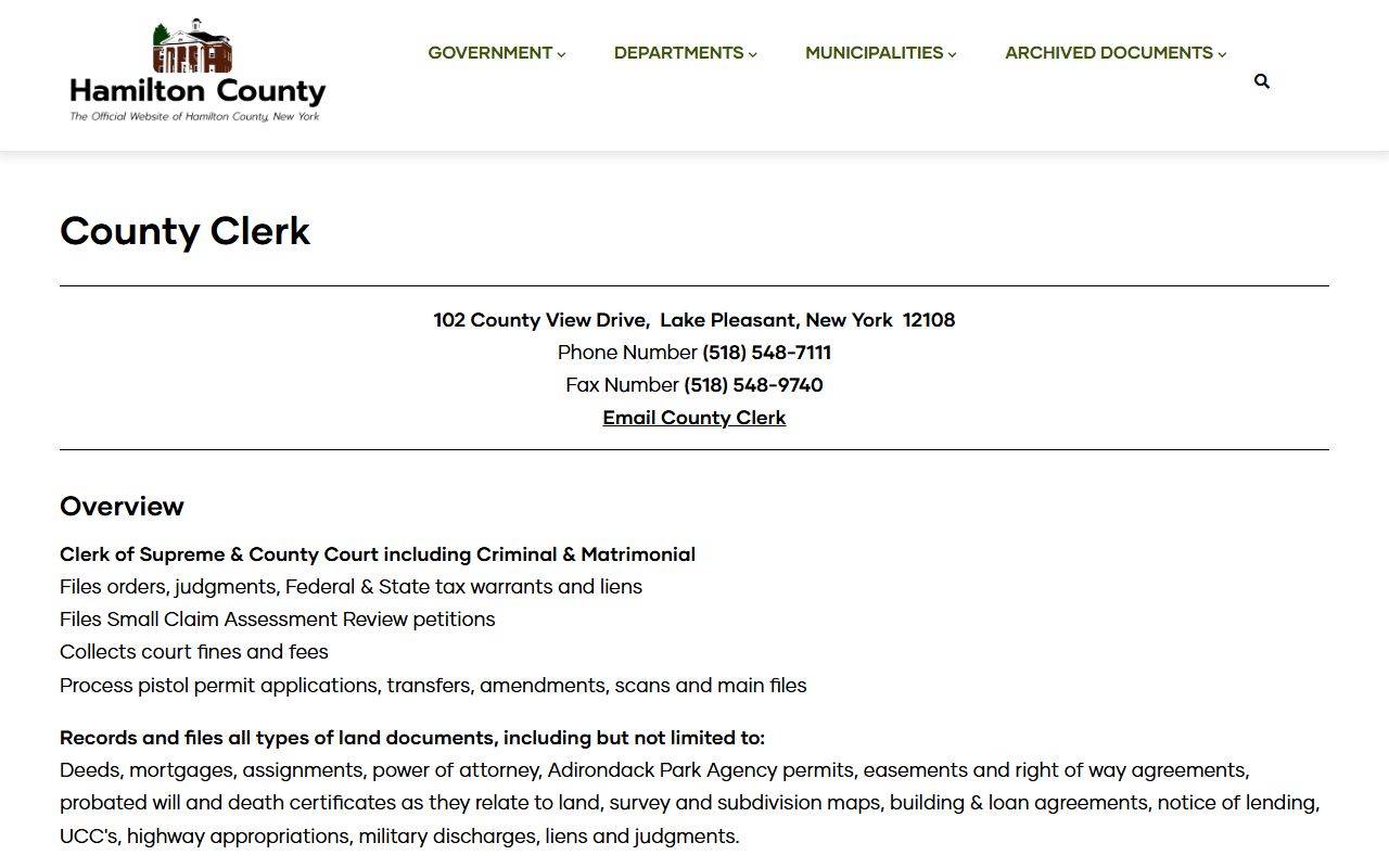 Hamilton County death records clerk office information
