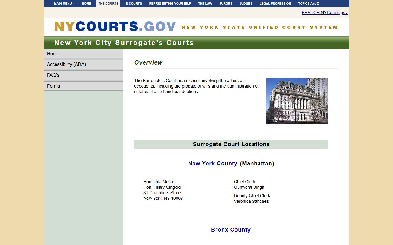Kings County death records surrogate court information for Brooklyn